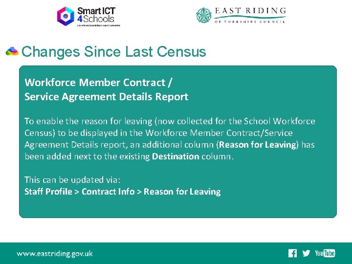 Changes Since Last Census Workforce Member Contract / Service Agreement Details Report To enable