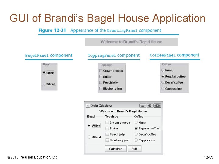 GUI of Brandi’s Bagel House Application © 2016 Pearson Education, Ltd. 12 -69 