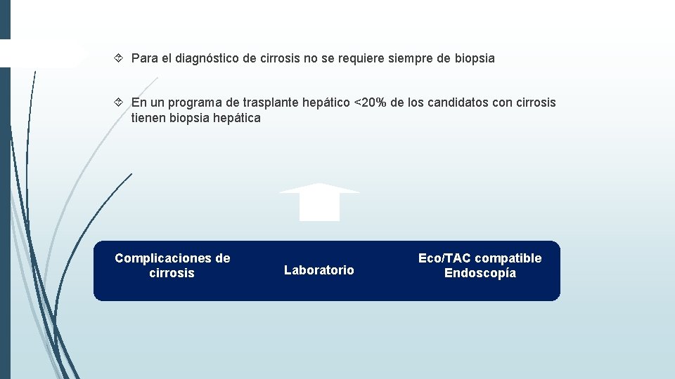  Para el diagnóstico de cirrosis no se requiere siempre de biopsia En un