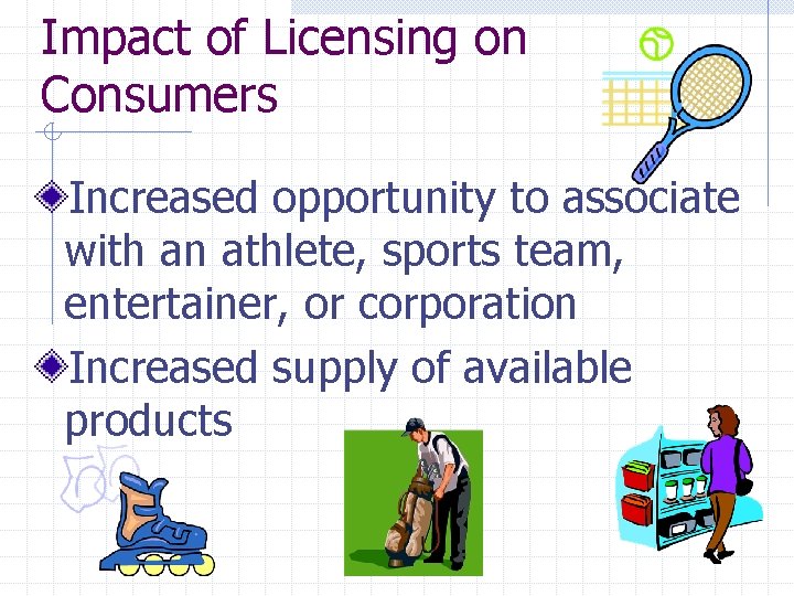 Impact of Licensing on Consumers Increased opportunity to associate with an athlete, sports team,
