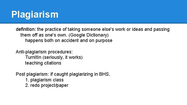 Plagiarism definition: the practice of taking someone else's work or ideas and passing them