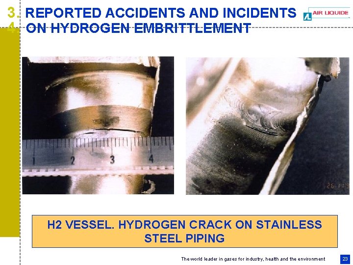 3. REPORTED ACCIDENTS AND INCIDENTS 4. ON HYDROGEN EMBRITTLEMENT H 2 VESSEL. HYDROGEN CRACK