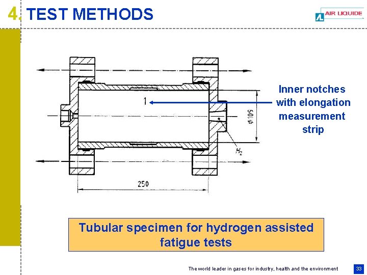 4. TEST METHODS Inner notches with elongation measurement strip Tubular specimen for hydrogen assisted