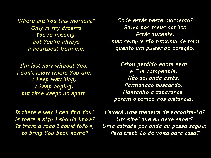 Where are You this moment? Only in my dreams You're missing, but You're always