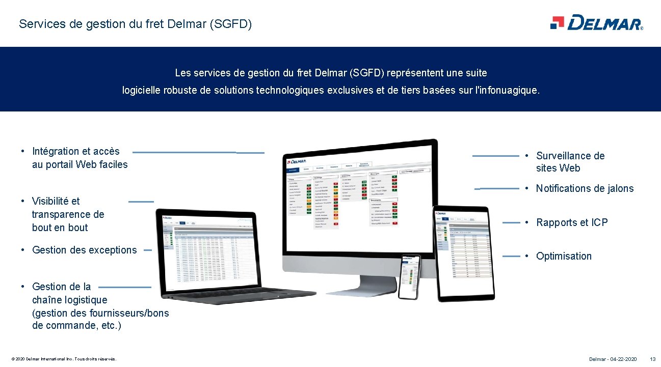 Services de gestion du fret Delmar (SGFD) Les services de gestion du fret Delmar