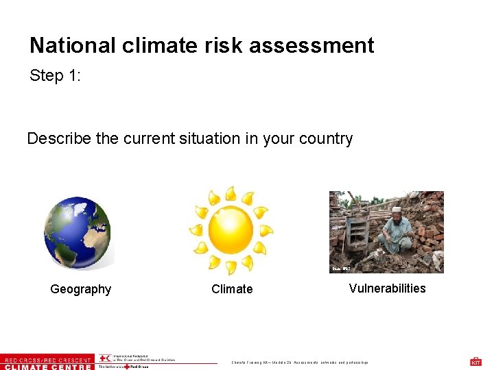 National climate risk assessment Step 1: Describe the current situation in your country Photo: