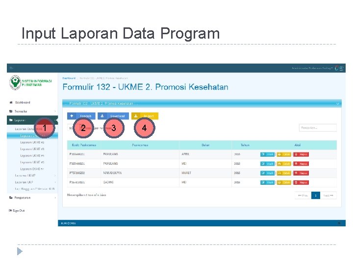 Input Laporan Data Program 1 2 3 4 