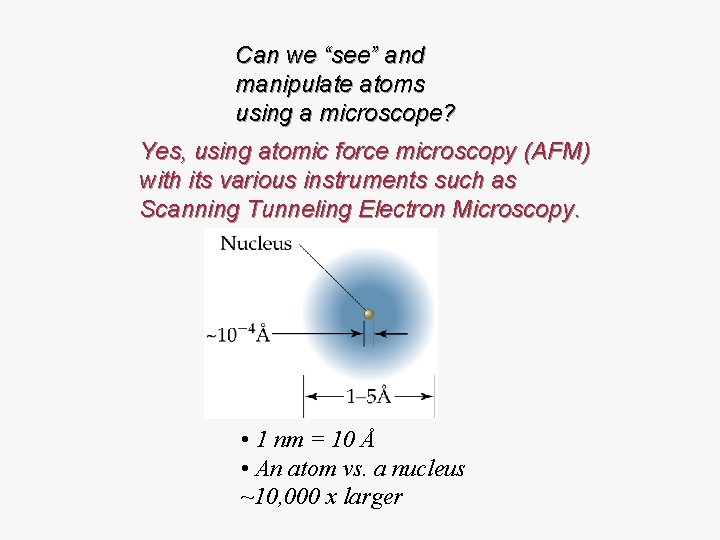 Can we “see” and manipulate atoms using a microscope? Yes, using atomic force microscopy