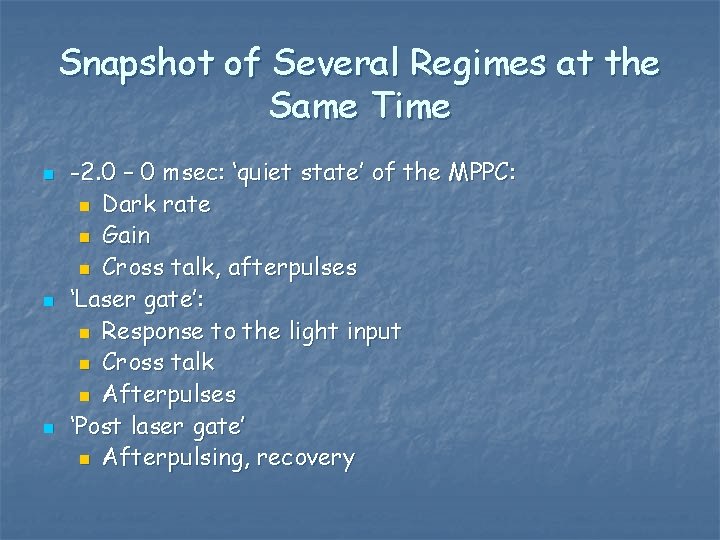 Snapshot of Several Regimes at the Same Time n n n -2. 0 –