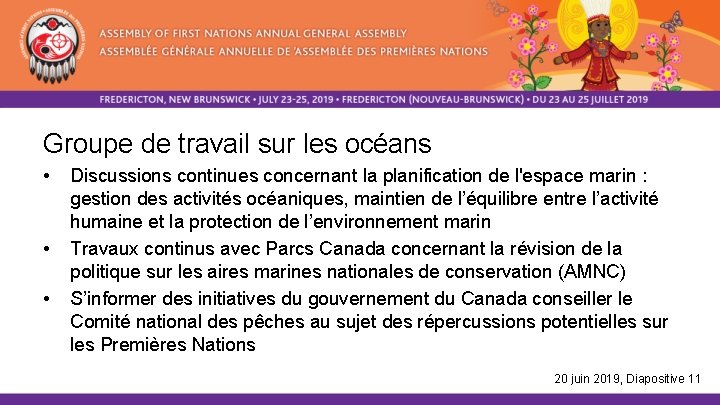 Groupe de travail sur les océans • • • Discussions continues concernant la planification