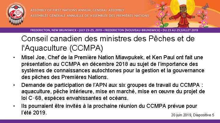 Conseil canadien des ministres des Pêches et de l'Aquaculture (CCMPA) • • • Misel