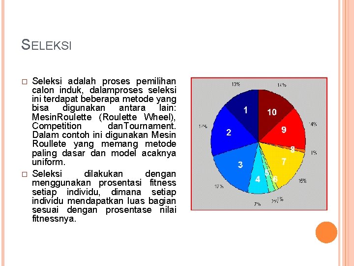 SELEKSI � � Seleksi adalah proses pemilihan calon induk, dalamproses seleksi ini terdapat beberapa