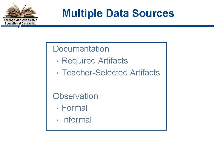 Stronge and Associates Educational Consulting, LLC Multiple Data Sources Documentation • Required Artifacts •