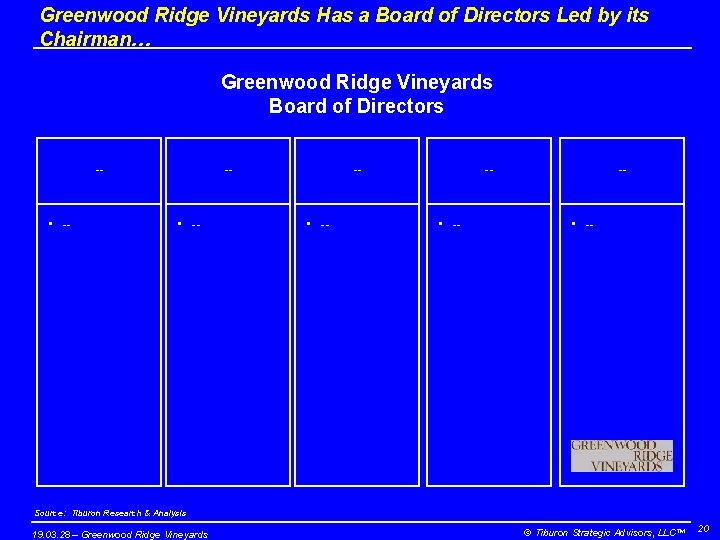 Greenwood Ridge Vineyards Has a Board of Directors Led by its Chairman… Greenwood Ridge