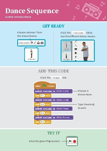 Dance Sequence scratch. mit. edu/dance GET READY Choose a dancer from the Dance theme.