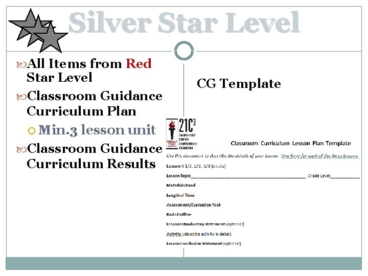 Silver Star Level All Items from Red Star Level Classroom Guidance Curriculum Plan Min.
