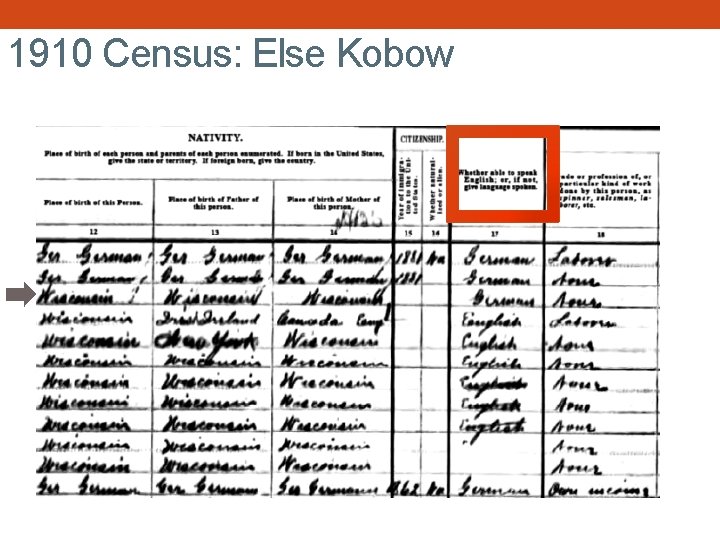 1910 Census: Else Kobow 