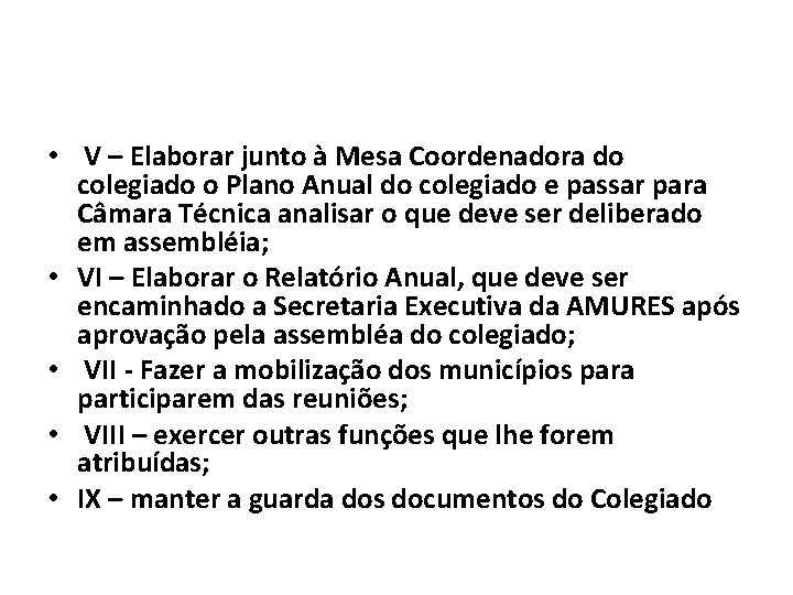  • V – Elaborar junto à Mesa Coordenadora do colegiado o Plano Anual