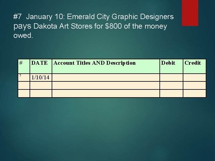 #7 January 10: Emerald City Graphic Designers pays Dakota Art Stores for $800 of
