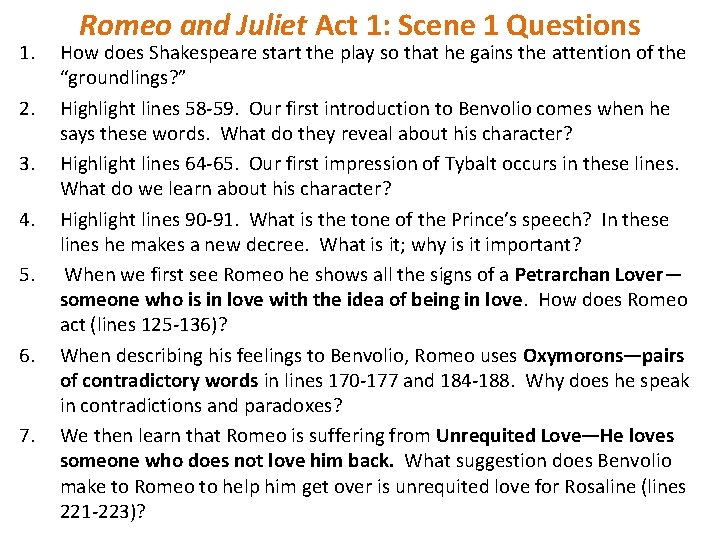 1. 2. 3. 4. 5. 6. 7. Romeo and Juliet Act 1: Scene 1