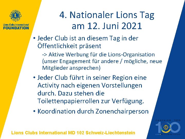 4. Nationaler Lions Tag am 12. Juni 2021 • Jeder Club ist an diesem