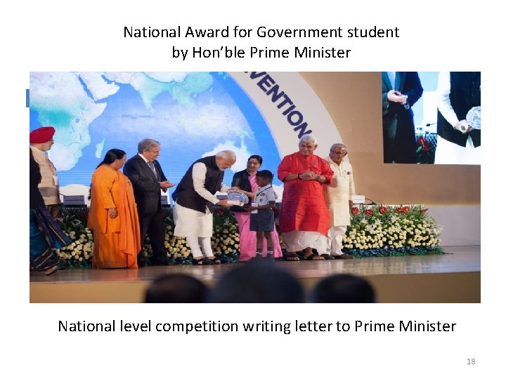 National Award for Government student by Hon’ble Prime Minister National level competition writing letter