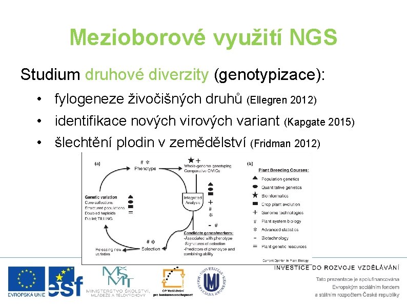 Mezioborové využití NGS Studium druhové diverzity (genotypizace): • fylogeneze živočišných druhů (Ellegren 2012) •