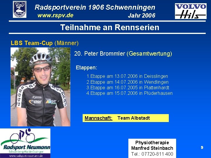 Radsportverein 1906 Schwenningen www. rspv. de Jahr 2006 Teilnahme an Rennserien LBS Team-Cup (Männer)