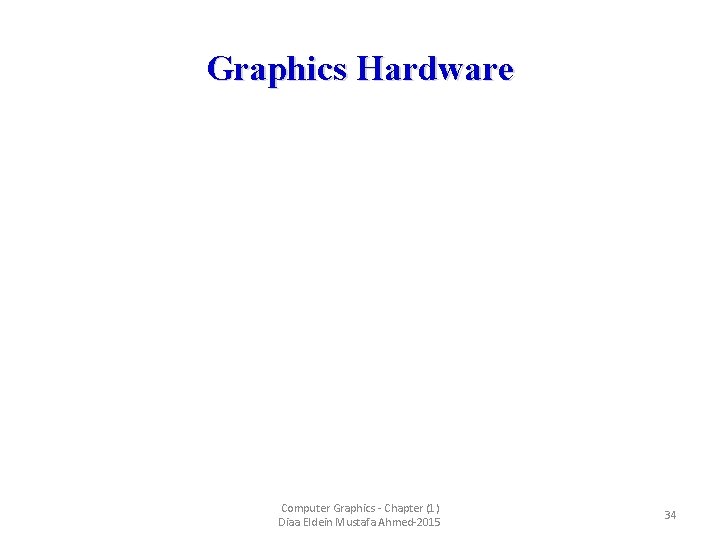 Graphics Hardware Computer Graphics - Chapter (1) Diaa Eldein Mustafa Ahmed-2015 34 