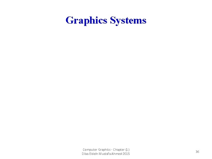 Graphics Systems Computer Graphics - Chapter (1) Diaa Eldein Mustafa Ahmed-2015 36 