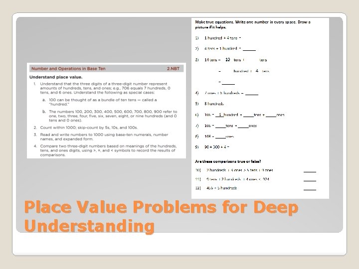 Place Value Problems for Deep Understanding 