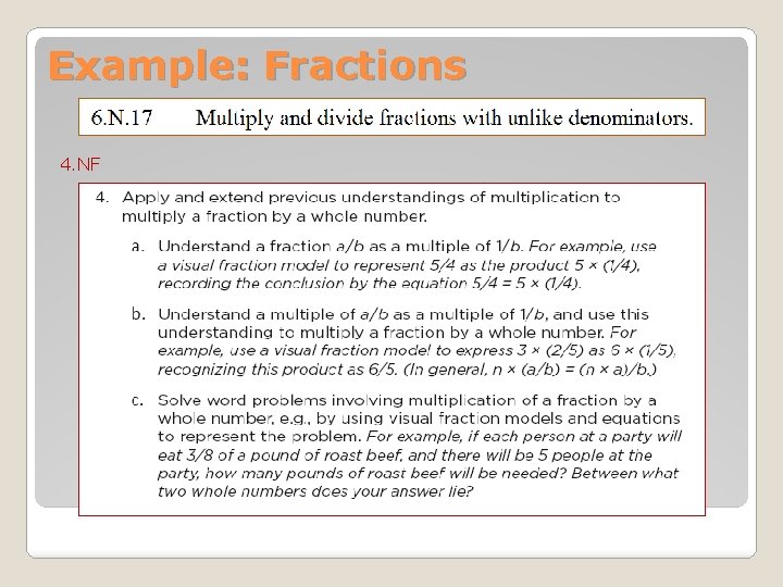 Example: Fractions 4. NF 