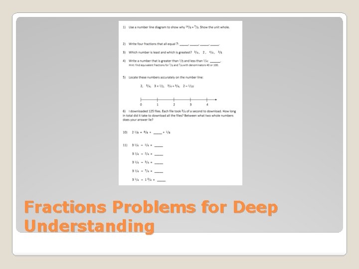 Fractions Problems for Deep Understanding 