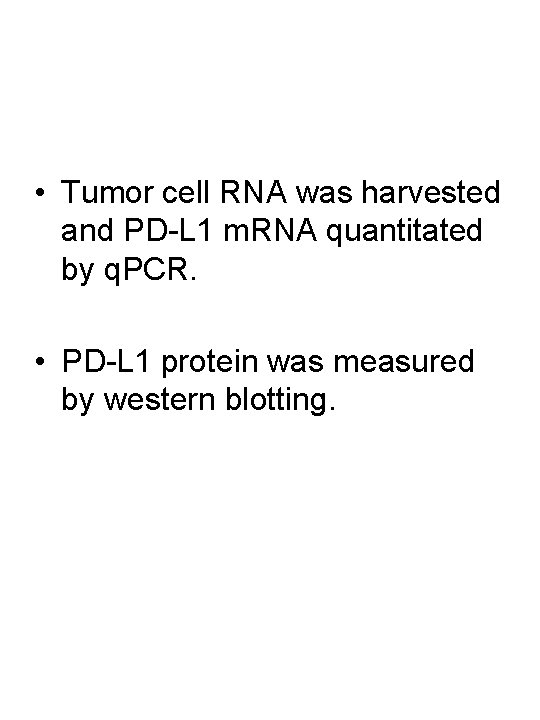  • Tumor cell RNA was harvested and PD-L 1 m. RNA quantitated by