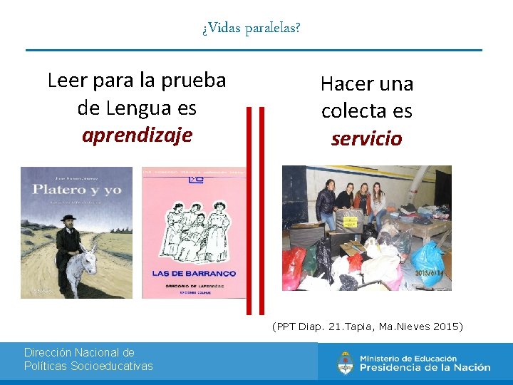 ¿Vidas paralelas? Leer para la prueba de Lengua es aprendizaje Hacer una colecta es