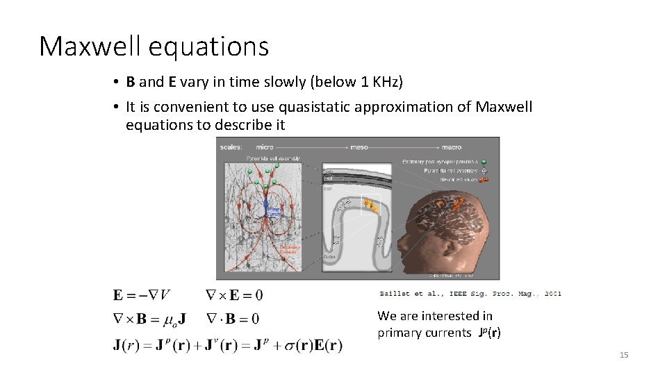 Maxwell equations • B and E vary in time slowly (below 1 KHz) •