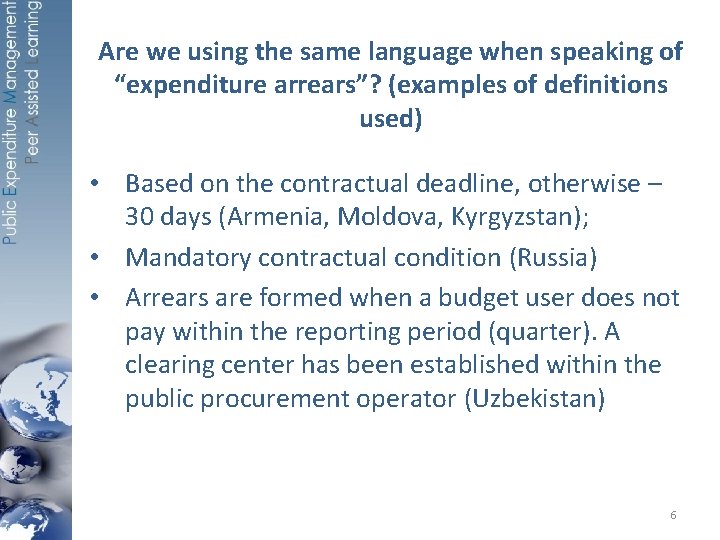 Are we using the same language when speaking of “expenditure arrears”? (examples of definitions
