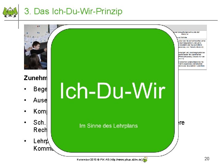 3. Das Ich-Du-Wir-Prinzip Zunehmende Mathematisierung • Begegnung mit überschaubarer Komplexität • Auseinandersetzung mit Schwierigkeiten