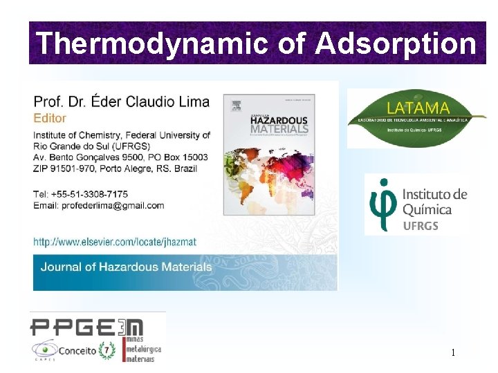 Thermodynamic of Adsorption 1 