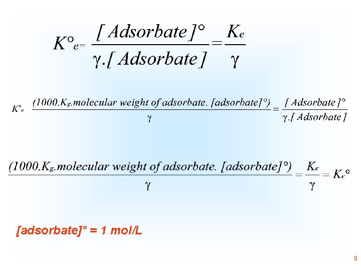 [adsorbate]° = 1 mol/L 9 