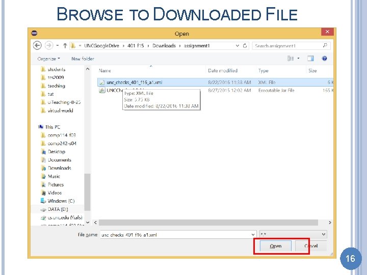 BROWSE TO DOWNLOADED FILE 16 