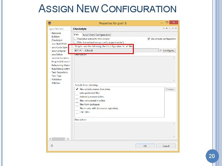 ASSIGN NEW CONFIGURATION 20 