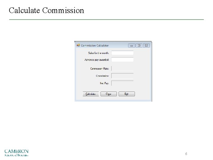 Calculate Commission 6 