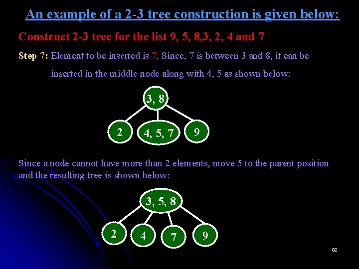 An example of a 2 -3 tree construction is given below: Construct 2 -3