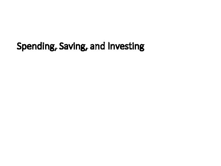 Spending, Saving, and Investing 