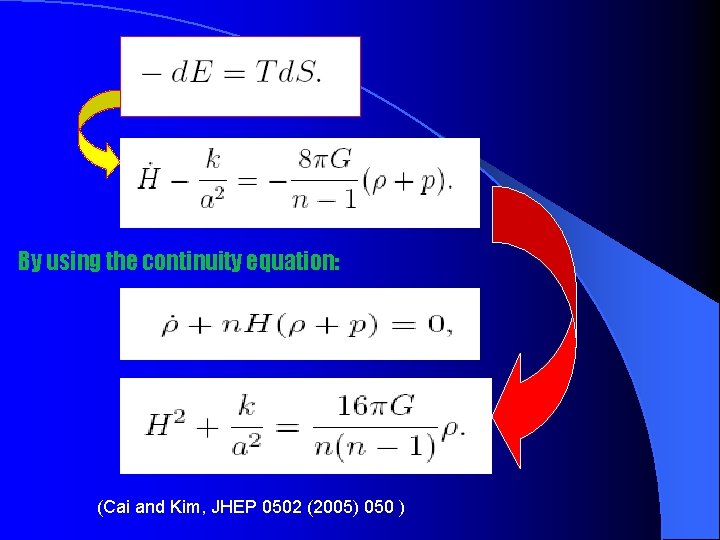 By using the continuity equation: (Cai and Kim, JHEP 0502 (2005) 050 ) 