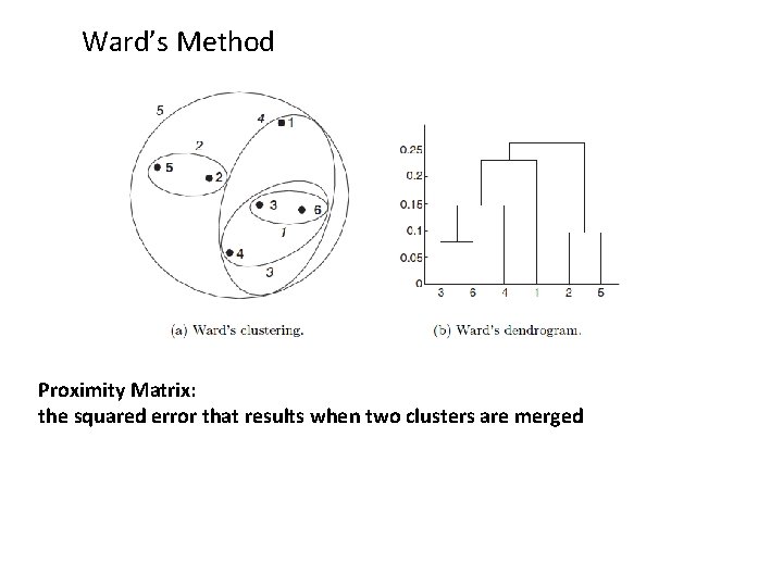 Ward’s Method Proximity Matrix: the squared error that results when two clusters are merged