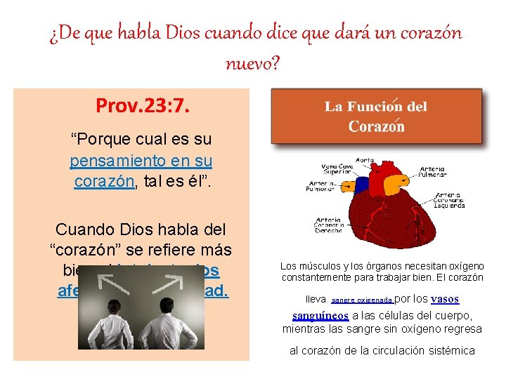 ¿De que habla Dios cuando dice que dará un corazón nuevo? Prov. 23: 7.