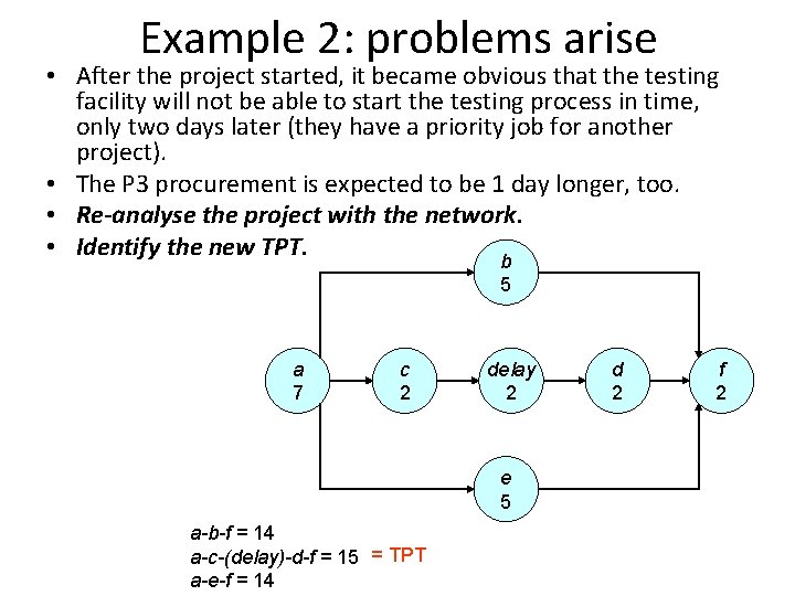 Example 2: problems arise • After the project started, it became obvious that the