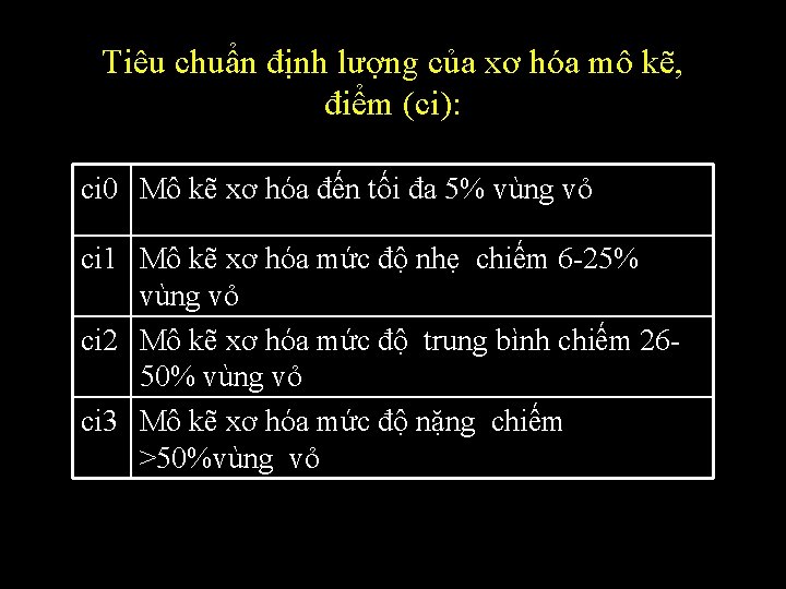 Tiêu chuẩn định lượng của xơ hóa mô kẽ, điểm (ci): ci 0 Mô